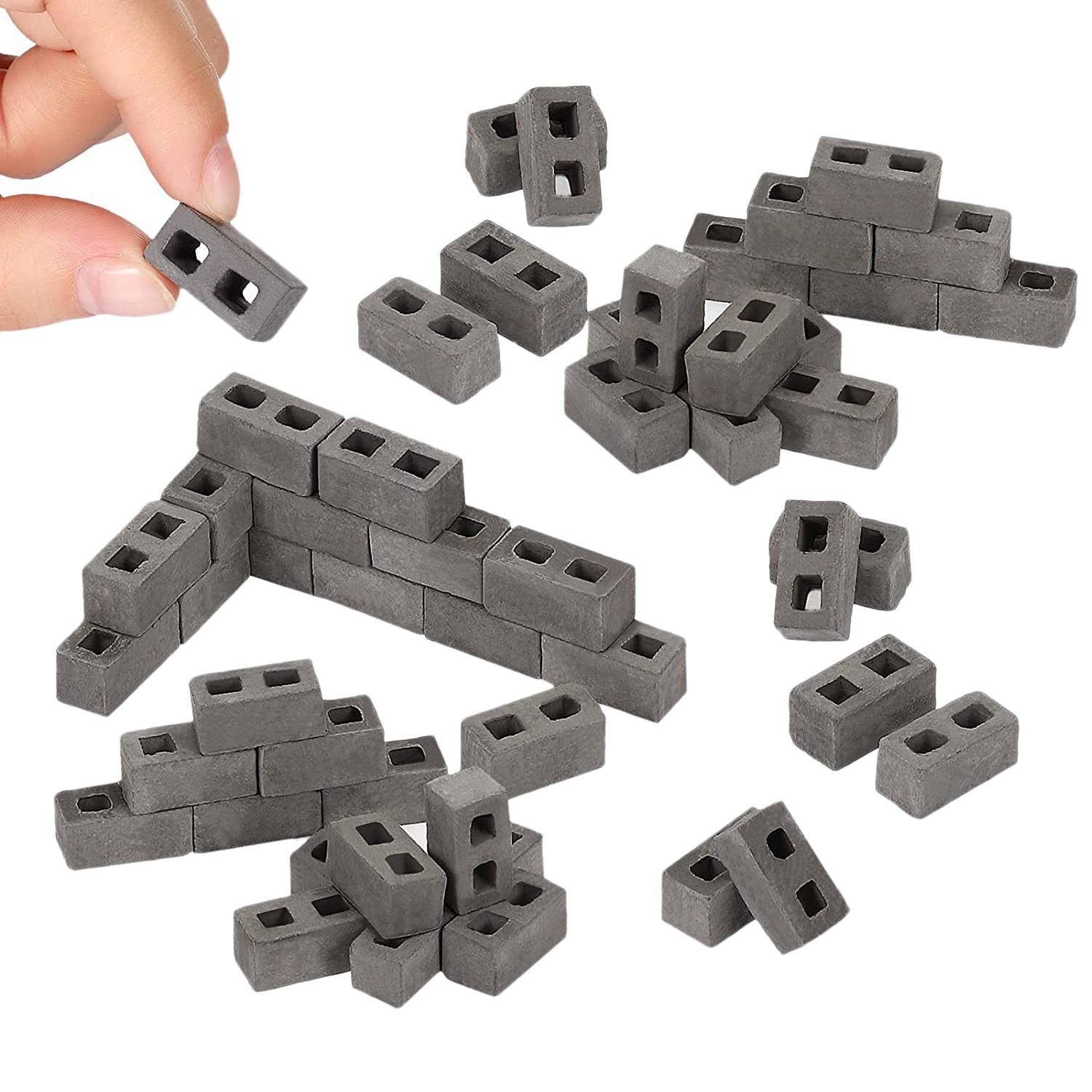 60 Packs Cinder Blocks 1/12 Scale Mini Bricks Concrete Miniature